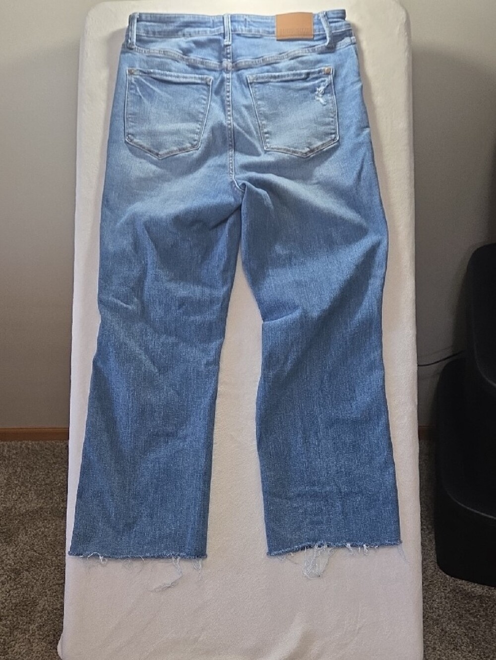 Judy Blue Medium Light Blue Distressed Straight Jeans - Picture 8 of 9